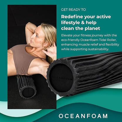 Oceanfoam Tidal Roller - Black & Charcoal Marbled - Muscle Massage Foam Roller for Back Pain &
