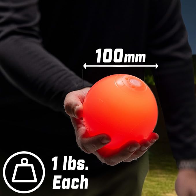 GoSports LED Bocce Ball Game Set - Includes 8 Light Up Bocce Balls, Pallino, Case and Measuring
