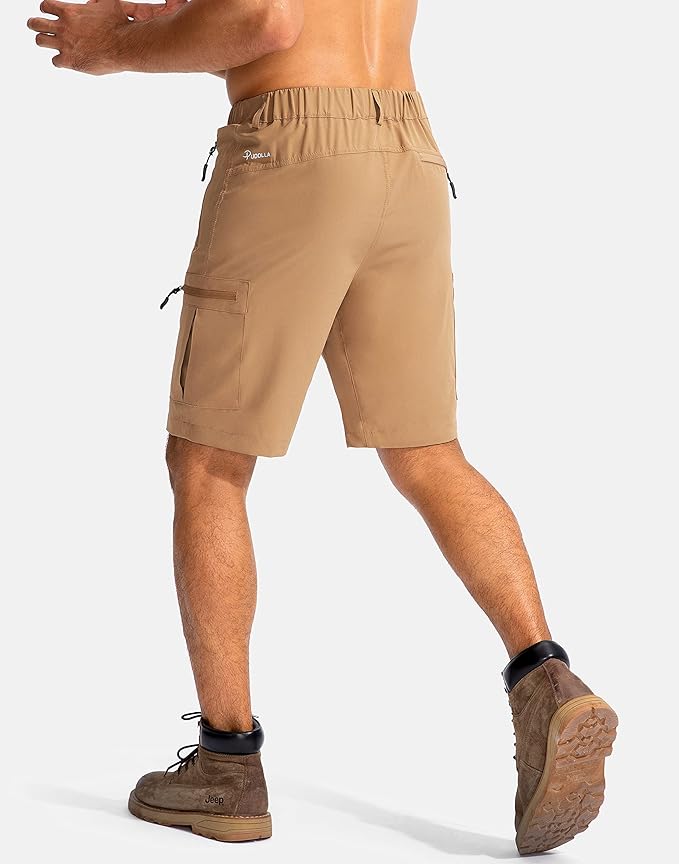 Pudolla Men's Hiking Cargo Shorts 9" Lightweight Outdoor Work Shorts for Men Travel Golf Camping