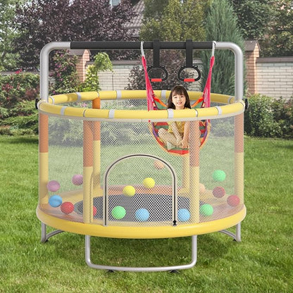 55" Small Trampoline for Kids, Telawah Indoor Outdoor with with Enclosure Net, Safety Enclosure