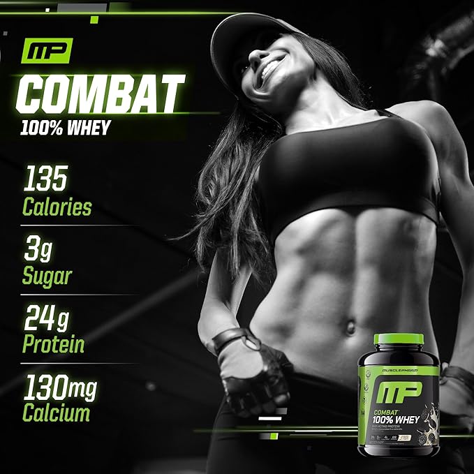 MusclePharm Combat 100% Whey Protein Powder, Cookies ?˜N??Cream Flavor, Fast Recovery & Muscle Gain
