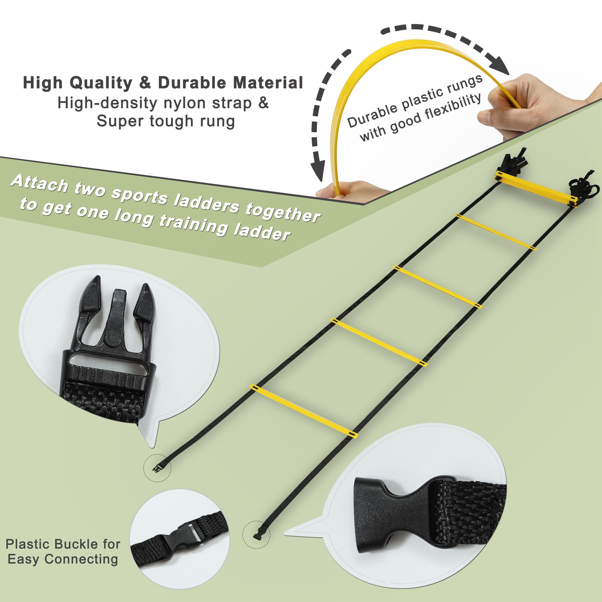 NKJIH 20ft Adjustable Agility Speed Ladder Training Ladder with Carry Bag - Soccer, Speed, Football