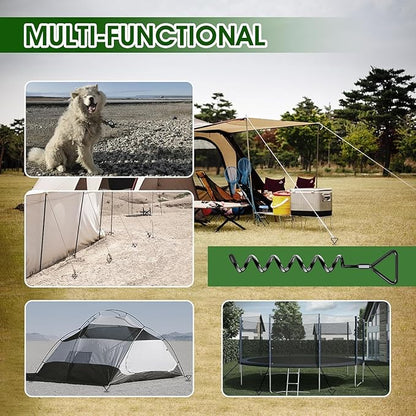 Trampoline Stakes Heavy Duty Trampoline Anchors Kit, Spiral Screw In Ground Anchors with Straps