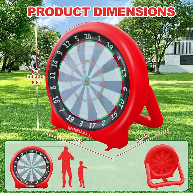 Giant Dart Board Inflatable with Pump, Outdoor and Indoor Soccer Sport Kick Dartboard for Kids and
