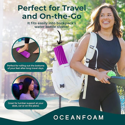 Oceanfoam Ripple Travel Foam Roller (11" x 3.35") Firm Mini Foam Roller for Physical Therapy, Deep