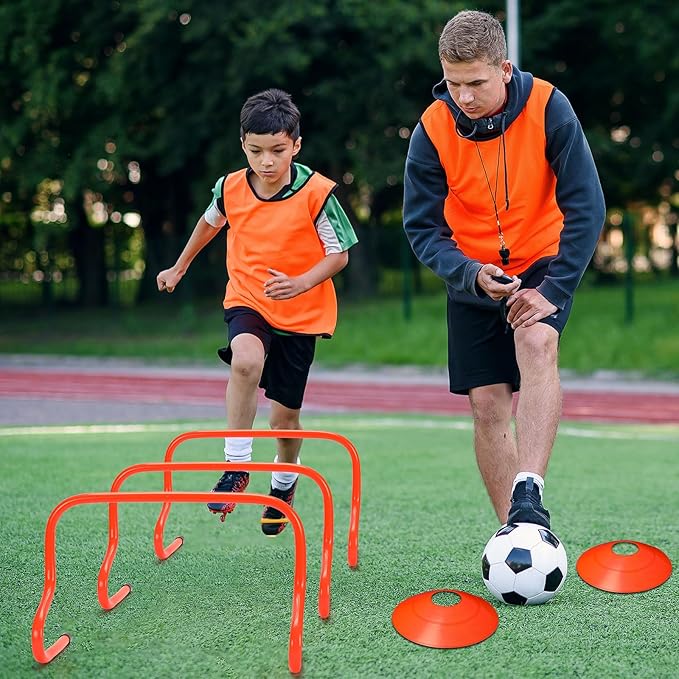 12 Pcs 12 Inch Agility Hurdles Training Equipment Agility Hurdles and Marker Cone Set Disc Cones