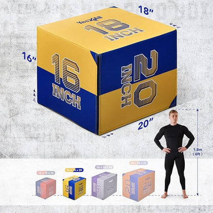 Yes4All 3-in-1 Soft-Padded Plyo Box With Wooden Core, Non-Slip Multi-Use Cushioned Plyometric Jump