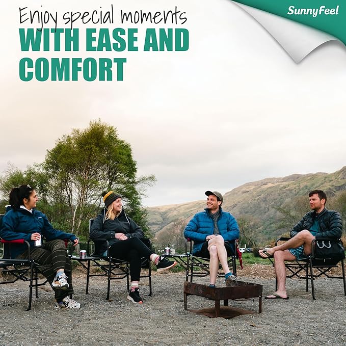 SUNNYFEEL Oversized Camping Directors Chair 2 Pack, Portable Folding Lawn Chairs for Adults Heavy