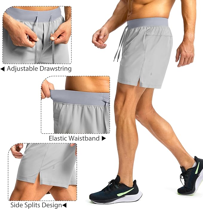 Men's Running Shorts with Zipper Pockets 9 Inch/ 7 Inch / 5 Inch Lightweight Quick Dry Gym Workout