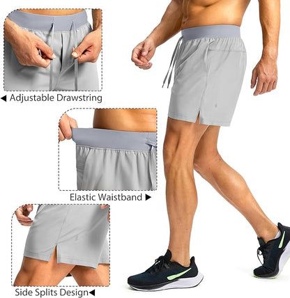 Men's Running Shorts with Zipper Pockets 9 Inch/ 7 Inch / 5 Inch Lightweight Quick Dry Gym Workout