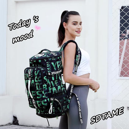 Gym Duffle Bag Backpack with Shoe Compartment,4 ways Travel Backpack for Women and