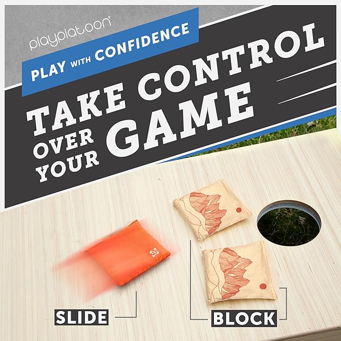 Professional Cornhole Bags - Set of 8 Regulation All Weather Double Sided - Sticky Side/Slick Side