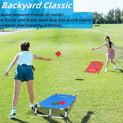 Portable Cornhole Set with 2 Collapsible Cornhole Boards, 8 Cornhole Bean Bags and Carrying Case