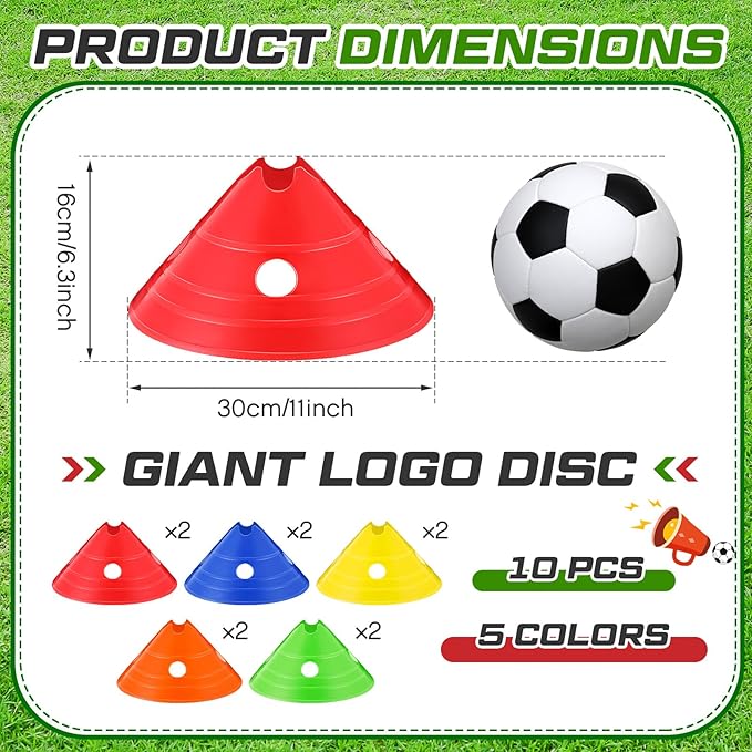 ShinyRelief Jumbo Disc Cones Jumbo Soccer Cones with Mesh Bag Giant Large Agility for Soccer