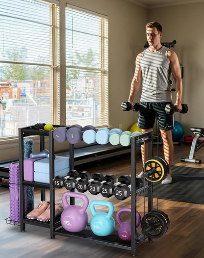 3-Tier Dumbbell Rack Stand Only - Adjustable Weight Rack for Home Gym, Heavy-Duty Weight Stand for