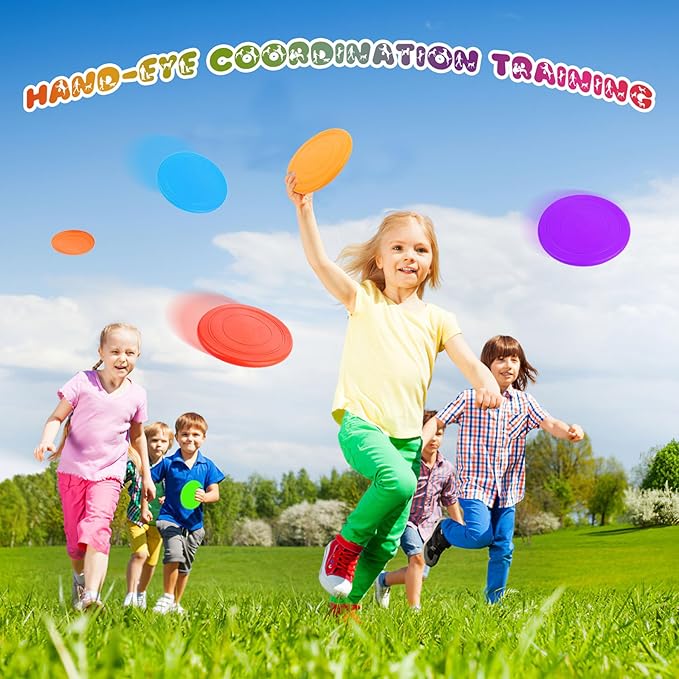 Kids Flying Disc 7 Inch Silicone Flying Disks Bulk for Children Dog Outdoor Backyard Lawn School