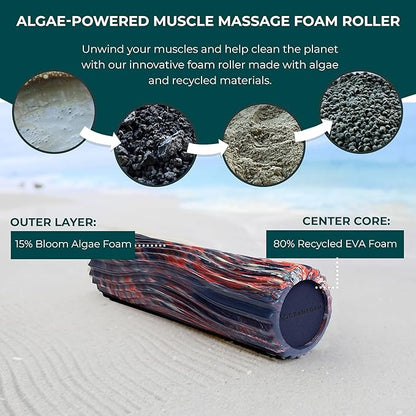 Oceanfoam Tidal Roller - Red, Dark Navy & Natural Marbled - Muscle Massage Foam Roller for Back