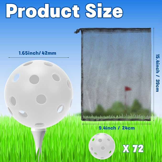 Coopay 72/150/300 Pack Practice Golf Balls, 42mm Plastic Golf Training Balls with a Drawstring Bag