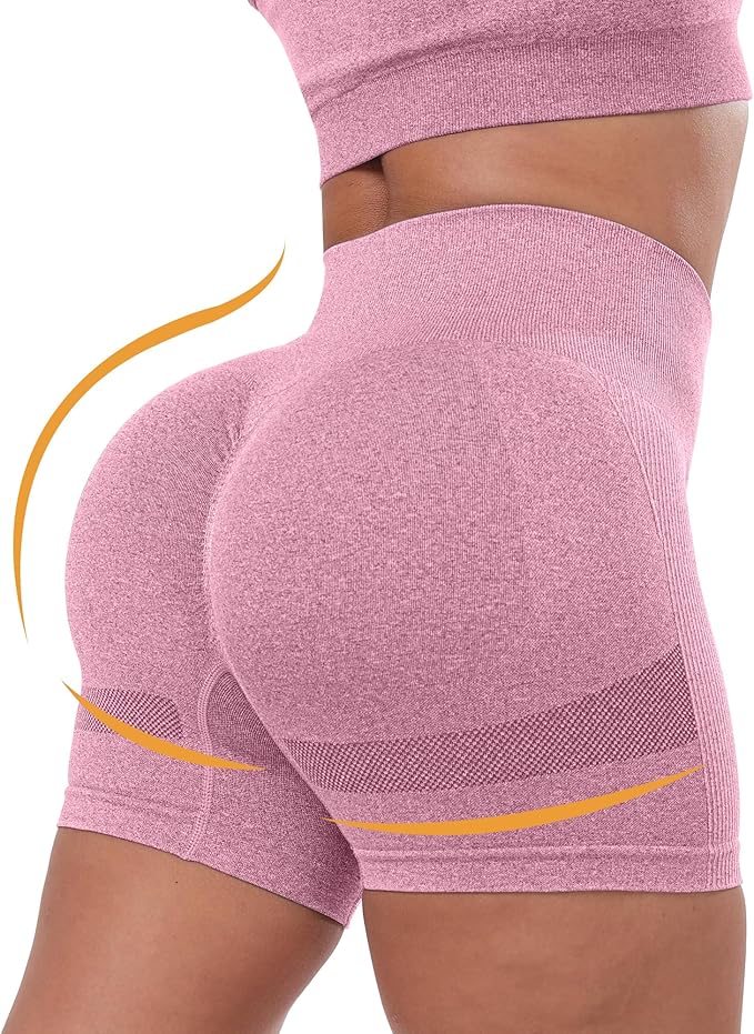 CHRLEISURE Women's 4 Packs Workout Gym Shorts, High Waisted Butt Lifting Scrunch Butt Seamless