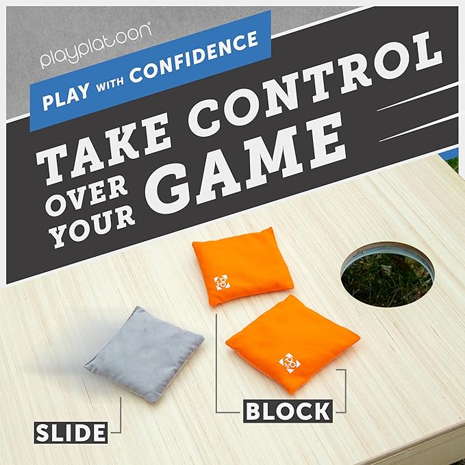 Professional Cornhole Bags - Set of 8 Regulation All Weather Double Sided - Sticky Side/Slick Side