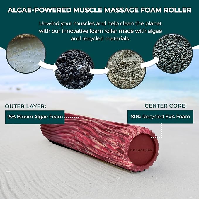 Oceanfoam Tidal Roller - Maroon, Blush & Hot Pink Marbled - Muscle Massage Foam Roller for Back