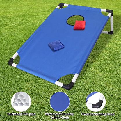 Portable PVC Framed Cornhole Game Set with 2 Collapsible Cornhole Boards, 8 Bean Bags and Carrying