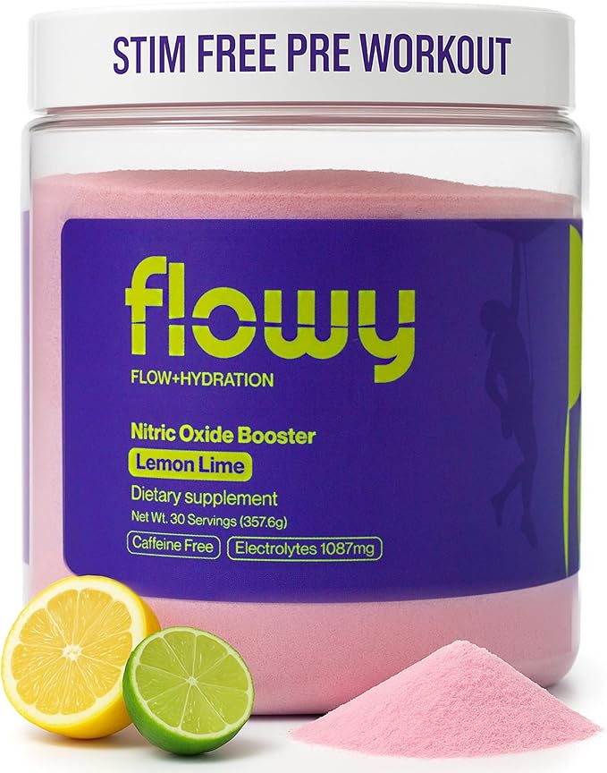 flowy Stim Free Pre Workout ??Nitric Oxide Booster for Men & Women | All Natural, Hydration, Non
