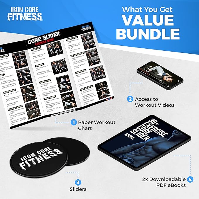 Core Sliders for Working Out, Dual Sided Exercise Gliding Discs for Use on All Surfaces, Ultimate