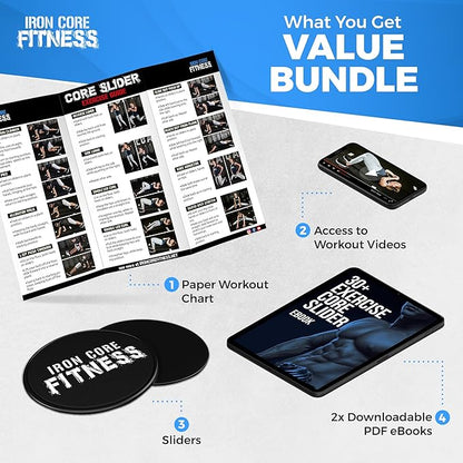 Core Sliders for Working Out, Dual Sided Exercise Gliding Discs for Use on All Surfaces, Ultimate