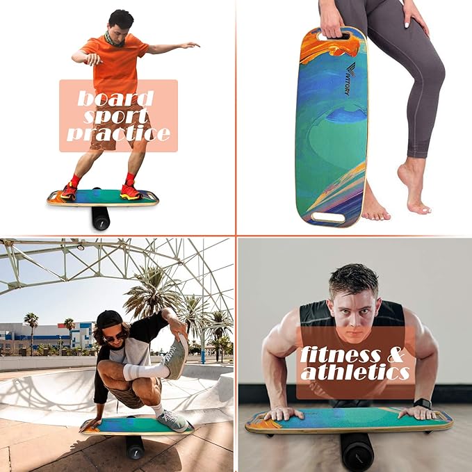 VIVITORY Balance Board Trainer with Handle, Roller Board with Adjustable Stoppers ??3 Different
