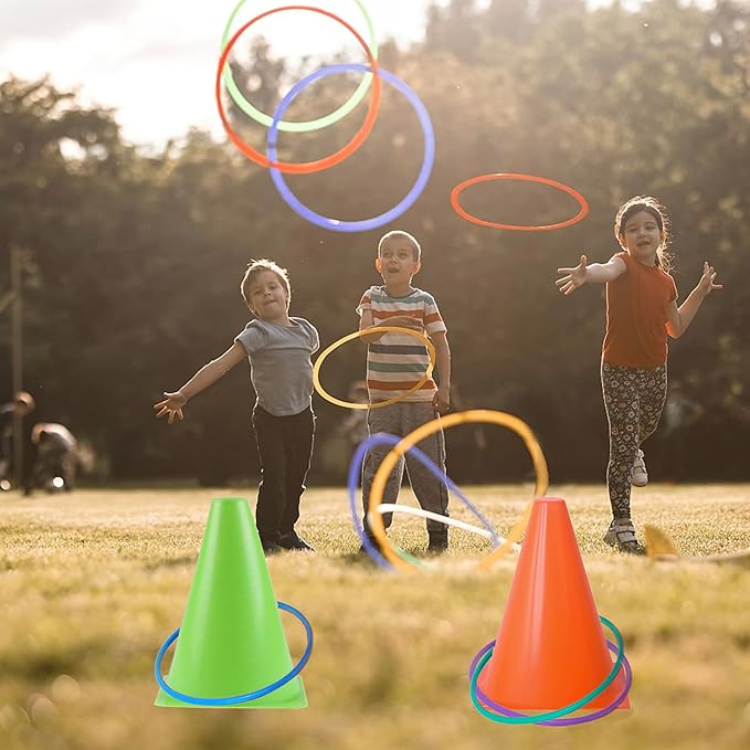 Carnival Games Combo Set 3 in 1, 31PCS Soft Plastic Cones Bean Bags Ring Toss Game with Carrying