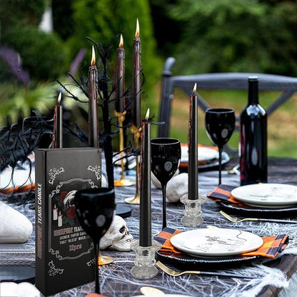 12PCS 10-Inch Black Bleeding Taper Candles,Vampire Tears Taper Candles- Unscented Ideal for