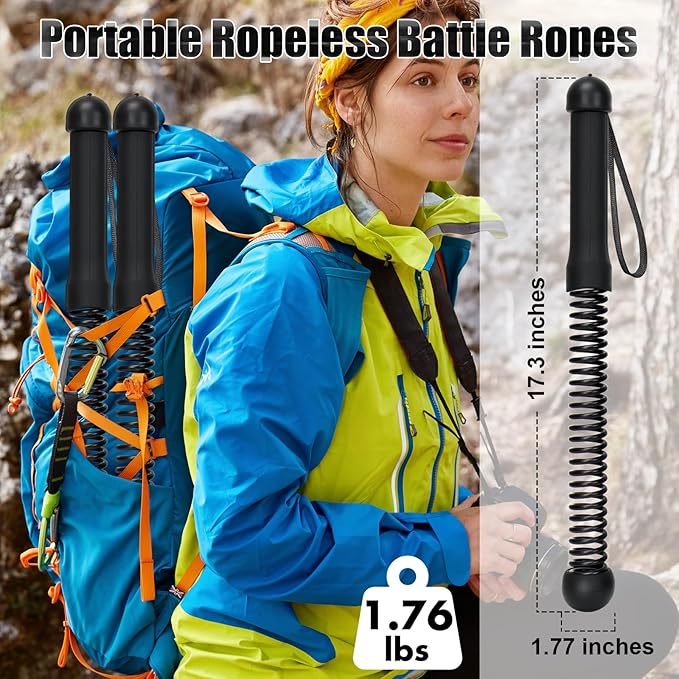 TRELC Upgrade Weighted Ropeless Battle Ropes, 2PCS Cordless Battle Rope for Home Gym, HIIT