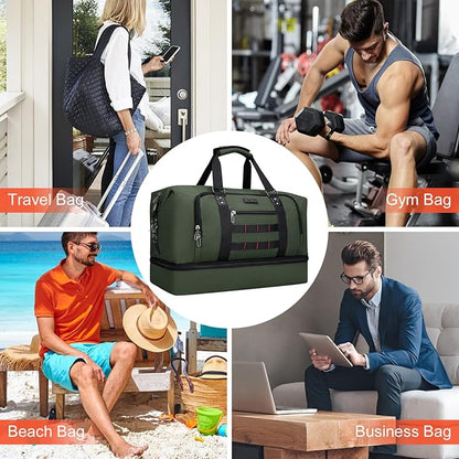 WITZMAN Travel Duffle Bags for Men Weekender Bags with Toiletry Bag Sets Carry On Overnight Bag 55L