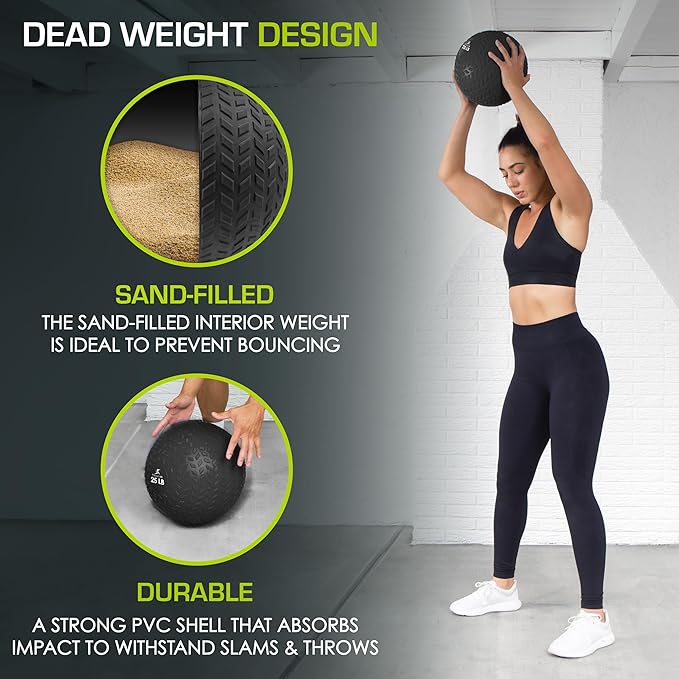 ProsourceFit Slam Medicine Balls 5, 10, 15, 20, 25, 30, 50lbs Smooth and Tread Textured Grip Dead