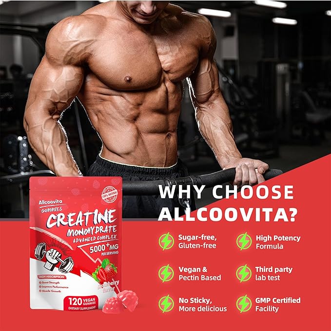 Creatine Monohydrate Gummies Complex for Men & Women,5 Gram per Serving Electrolyte Creatine Gummy