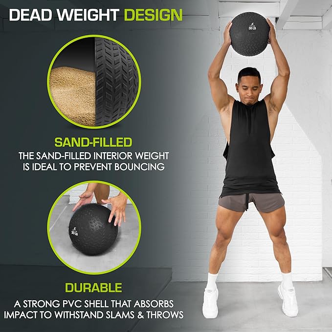 ProsourceFit Slam Medicine Balls 5, 10, 15, 20, 25, 30, 50lbs Smooth and Tread Textured Grip Dead