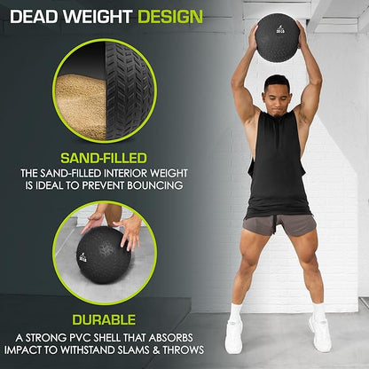 ProsourceFit Slam Medicine Balls 5, 10, 15, 20, 25, 30, 50lbs Smooth and Tread Textured Grip Dead