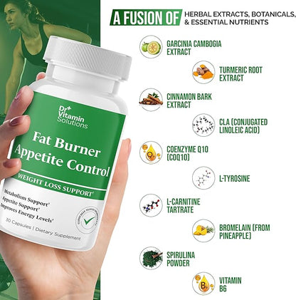 DR VITAMIN SOLUTIONS Fat Burner & Appetite Control Weight Loss Supplements for Women & Men