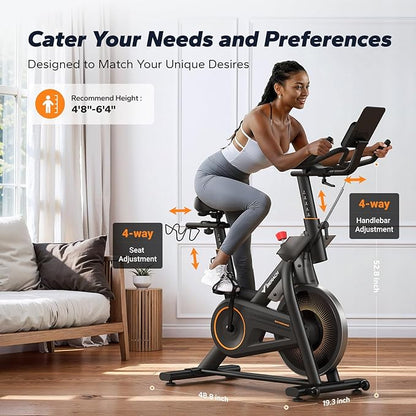 MERACH Magnetic Exercise Bike, Indoor Cycling Bike with Self-Developed App, 350 lbs Weight Capacity