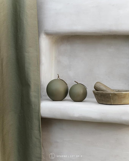 LAWA Set of 2 Sphere Candle - Beautiful Handmade Pillar Scented Soy Wax Elegant Aesthetic Candle