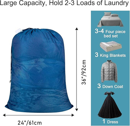 Polecasa Diamond Mesh Laundry Bags, 24 x 36 inches Heavy Duty Mesh Laundry Bag with ID Tag and