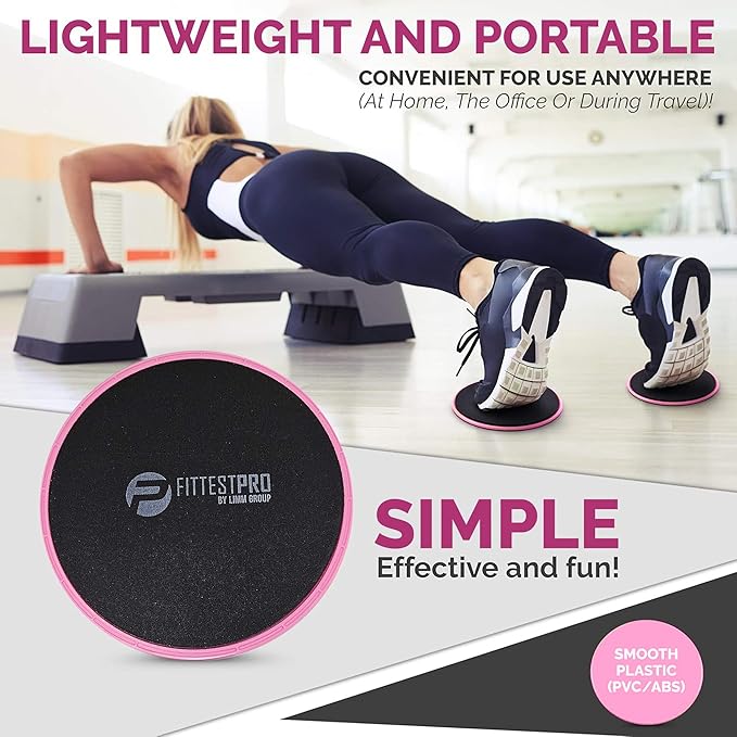 Core Sliders for Working Out - Exercise Sliders Fitness, Stability, Ab, Legs & Full Body (Set of 2)