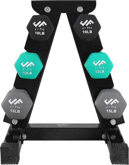 JFIT Dumbbell Pairs or Sets – Neoprene & Vinyl Coated Hand Weights for Home Gym, Strength Training