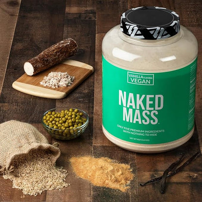 NAKED Vegan Mass - Vanilla Vegan Weight Gainer - 1,230 Calories, Non-GMO, Soy & Gluten Free, No