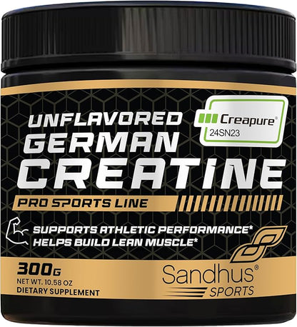 Sandhu's Creapure German Creatine Monohydrate Powder Supplements for Men & Women, Unflavored, 60