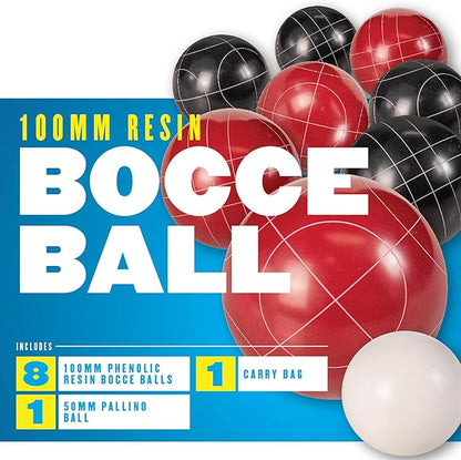 Triumph Sports Competition 100mm Resin Bocce Ball Outdoor Game Set with Carrying Bag for Easy