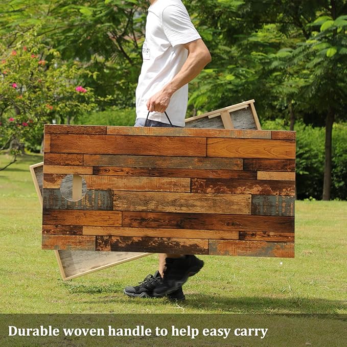 Solid Wood Premium Corn Hole Outdoor Game Set, 2 Regulation and Waterproof Cornhole Game Boards