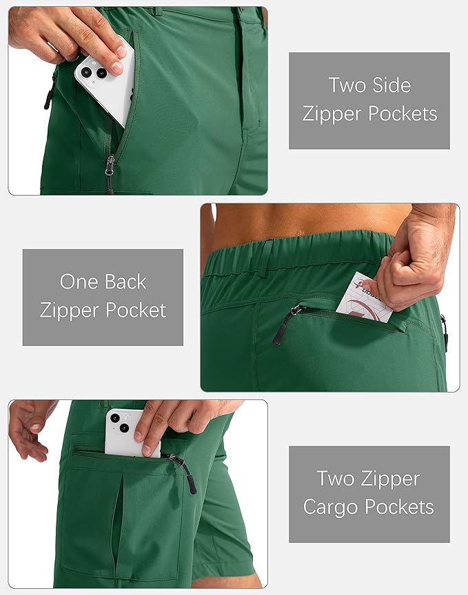 Pudolla Men's Hiking Cargo Shorts 9" Lightweight Outdoor Work Shorts for Men Travel Golf Camping