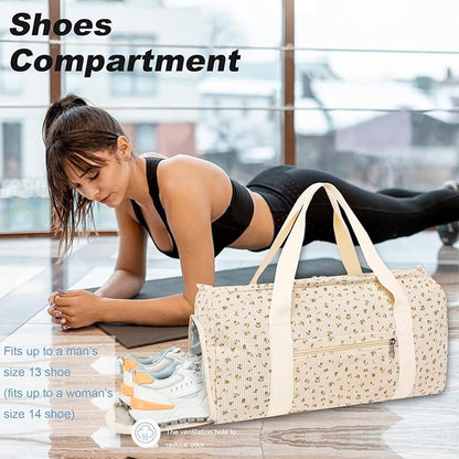 Duffle Bag for Gym Sports Women Girls Workout Travel Bag Weekender with Shoe Compartment and Wet
